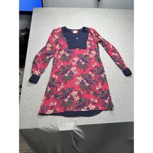 Maeve By Anthropologie 4 Pink W/green‎ Tropical Bird Print Dot Shift Dress